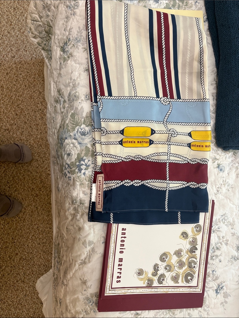 Antonio Marras Navy, Burgundy, Light Blue & Yellow Nautical Rope Scarf